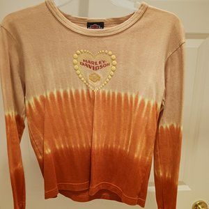 Harley-Davidson Long-sleeve T-shirt Ladies Medium - Raised Yellow Hearts